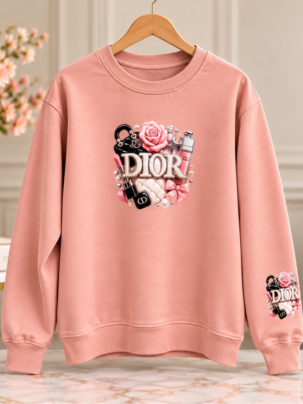 Pink Graphic Crewneck Sweatshirt